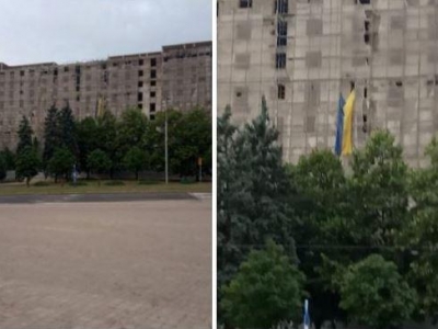 Український прапор та гімн в окупованому Донецьку (Відео)