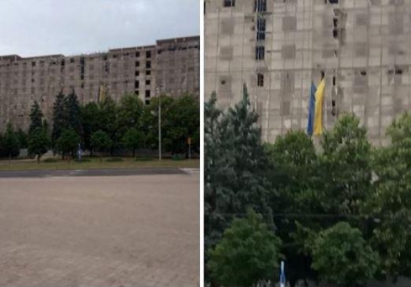 Український прапор та гімн в окупованому Донецьку (Відео)
