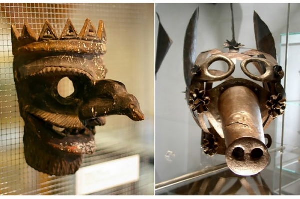Угадайте, для чего использовались эти маски в средневековье